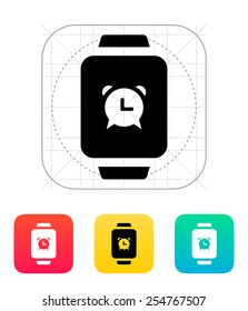 Alarm clock in smart watch icon. Vector illustration.