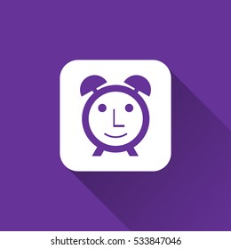 alarm clock with smiling face icon 