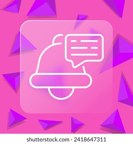 Wecker mit sms Zeilensymbol. Benachrichtigung, Morgen, Erinnerung, Zeit, Stunde, Tag, Zeitgeber. Brillmorphismus-Stil. Vektorsymbol für Unternehmen und Werbung