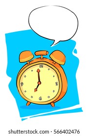 alarm clock and a speech bubble doodle