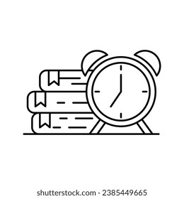 alarm clock with stack of book icon vector