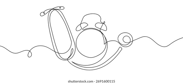 Wecker und Stethoskop, durchgehende Linien auf transparentem Hintergrund. Vektorgrafik mit einzeiligem Design 