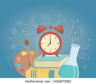 alarm clock and supplies back to school