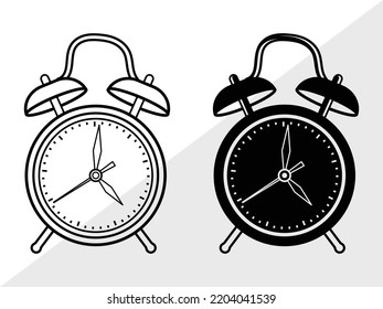Ilustración de vectores impresos SVG de reloj de alarma