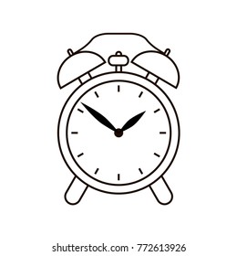 Alarm clock symbol on white background with our and minute arrows and without second arrow. 