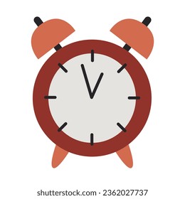 Alarm clock, table clock. Morning routine. Vector hand drawn illustration isolated on white background