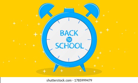 Alarm clock with text back to school, vector art illustration.