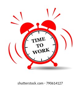 Alarm clock with text. Vector illustration