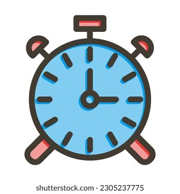 Alarm Clock Thick Line Filled Colors For Personal And Commercial Use.
