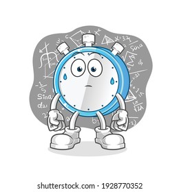 reloj de alarma que piensa en el vector duro. personaje de caricatura