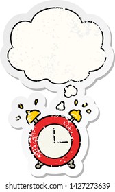 alarm clock with thought bubble as a distressed worn sticker