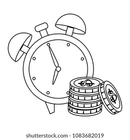 alarm clock time with coins