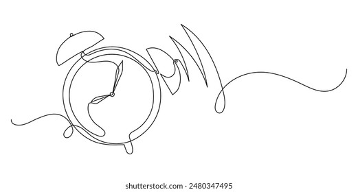 Alarm clock. Time concept. Continuous line drawing.