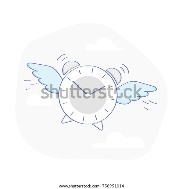 Alarm Clock Time Flies Into Sky Stock Vector (Royalty Free) 758951014