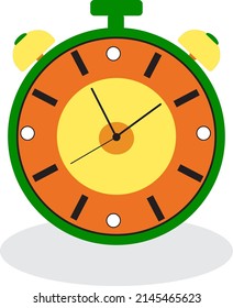 Alarm clock time isolated icon design white background vector illustration. Alarm clock that sounds loudly in the morning to wake up from bed. Illustration of isolated cartoon