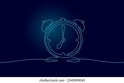 Concepto de vida de la gestión del tiempo de reloj de alarma. Plazo de planificación futura. Una línea de arte ideas de oportunidad creativa programar ilustración vectorial
