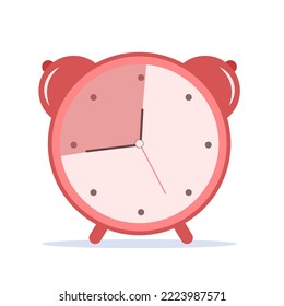 Alarm clock with time running out. The concept of time that ends. Lateness and haste. flat style