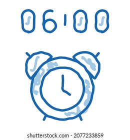 Alarm Clock Time sketch icon vector. Hand drawn blue doodle line art Alarm Clock Time sign. isolated symbol illustration