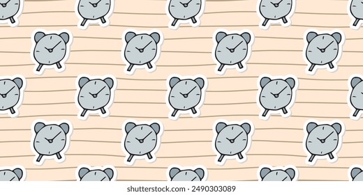 alarm clock. time. watch. the bell. sound. Doodle. drawing. textile. seamless pattern. background. study. school affiliation. background. the pattern. vector. gift wrapping.