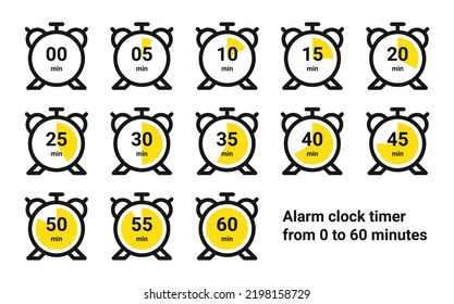 Alarm clock timer from 0 to 60 minutes