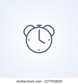 Alarm clock, vector best gray line icon on white background, EPS 10