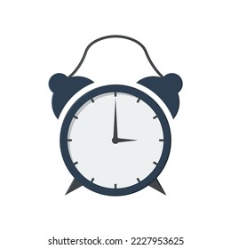 Alarm clock vector. Blue alarm clock illustration in flat style