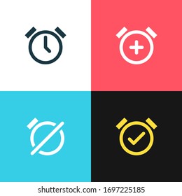 Alarm Clock Vector Color Icon Set