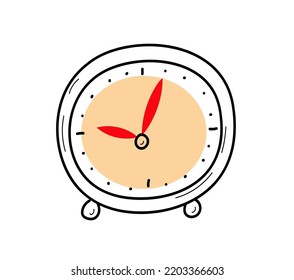  Reloj de alarma, doodle vectorial en línea dibujo a mano ilustración