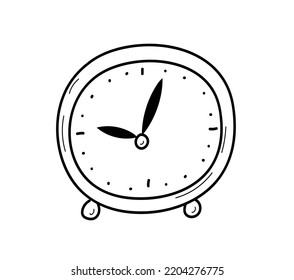  Reloj de alarma, doodle vectorial en línea dibujo a mano ilustración