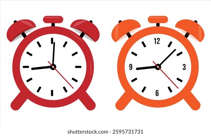  Alarm clock vector flat icon set