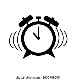 Alarm clock vector icon. Awakeness and sleepness concept. Stopwatch symbol. Chronometer sign. Appointment instrument. Flat simple line illustration.