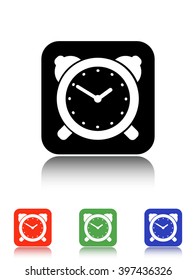 alarm clock vector icon - black and colored buttons