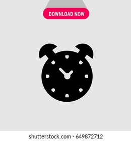 Alarm Clock Vector Icon, The black clock with white arrows symbol. Simple, modern flat vector illustration for mobile app, website or desktop app  