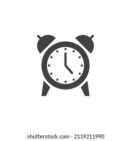 Alarm clock vector icon. filled flat sign for mobile concept and web design. Clock time glyph icon. Symbol, logo illustration. Vector graphics