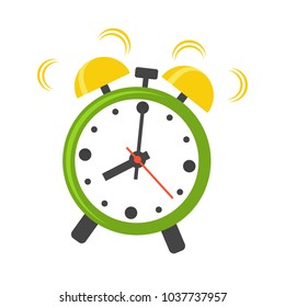 Alarm clock vector icon. Flat design style. Simple watch icon. Vector Illustration