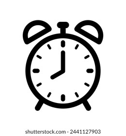 Alarm clock vector icon in flat design. Isolated on white background. Premium icons suitable for reminder designs, time and more.