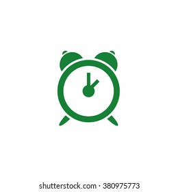 Alarm clock. Vector icon green
