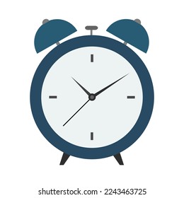 Alarm Clock Vector Icon Illustration. Wake Up Symbol. Alarm clock red wake-up time isolated on background in flat style. Isolated 2d object on a transparent background. blue vintage alarm clock.