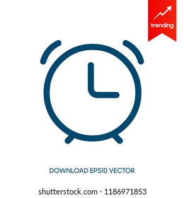 Alarm clock vector icon isolated on white background, simple line outline style, alarm clock ringing icon modern design