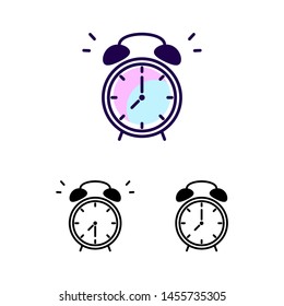 Alarm clock vector icon isolated on white background. Ringing clock symbols vector.