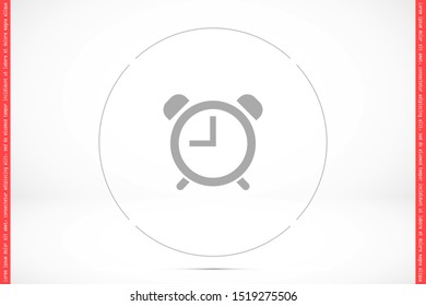 Alarm clock vector icon isolated on white background, simple line outline style icon , alarm clock ringing icon modern design. Alarm clock icon in trendy clock outline style design.