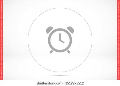 Alarm clock vector icon isolated on white background, simple line outline style icon , alarm clock ringing icon modern design. Alarm clock icon in trendy clock outline style design.
