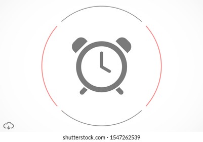 Alarm clock vector icon isolated on white background, simple line outline style icon , alarm clock ringing icon modern design. Alarm clock icon in trendy clock outline style design.