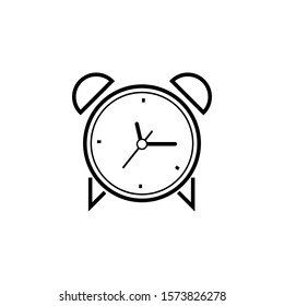 Alarm clock vector icon isolated on white background, simple line outline style,