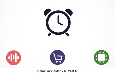 Alarm clock vector icon isolated on white background, simple line outline style icon , alarm clock ringing icon modern design. Alarm clock icon in trendy clock outline style design.