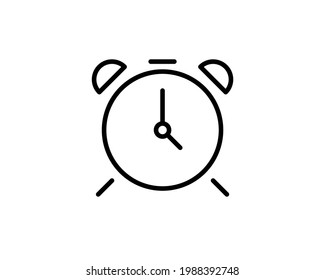 Icono de vector de reloj de alarma aislado en fondo blanco, estilo de contorno de línea simple, icono de sonido del reloj de alarma diseño moderno.