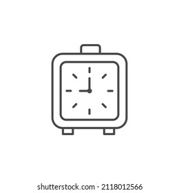 Alarm clock vector icon isolated on white background, simple line outline style