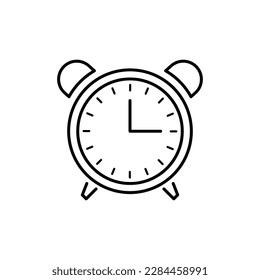 Alarm clock vector icon isolated on white background, simple line outline style, alarm clock icon modern design