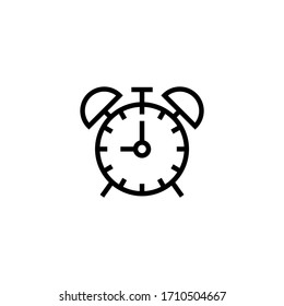 Alarm clock vector icon in linear, outline icon isolated on white background