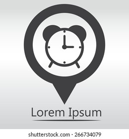 alarm clock vector icon. icon map pin.